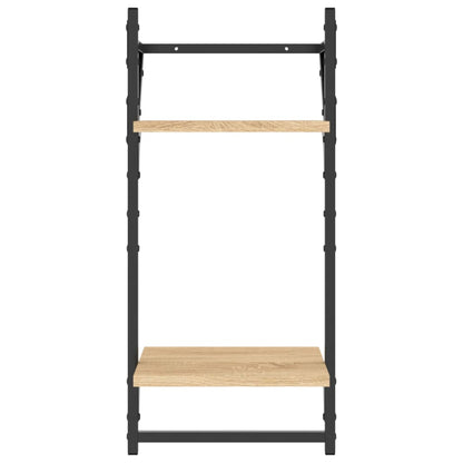 Set Mensole Parete con Aste 6pz Rovere Sonoma Legno Multistrato