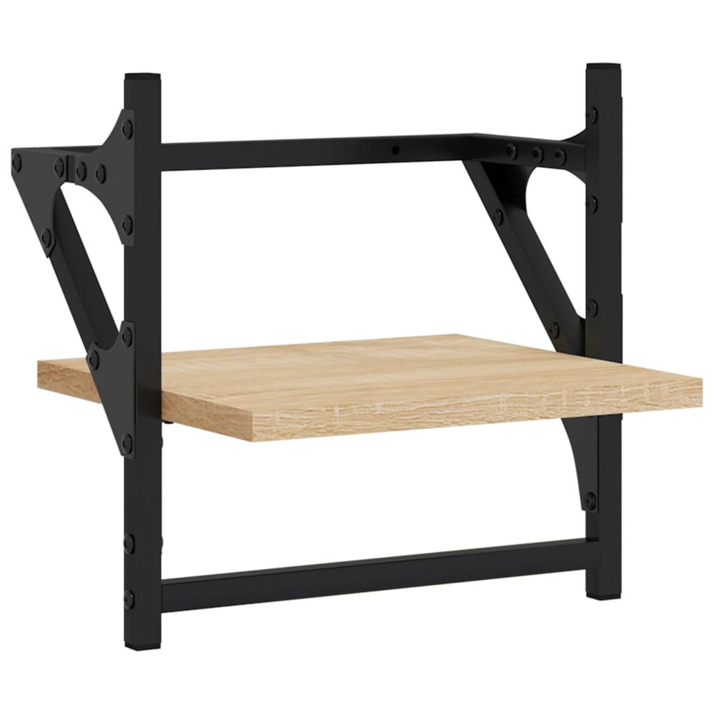 Set Mensole Parete con Aste 6pz Rovere Sonoma Legno Multistrato