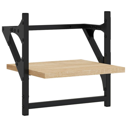 Set Mensole Parete con Aste 6pz Rovere Sonoma Legno Multistrato