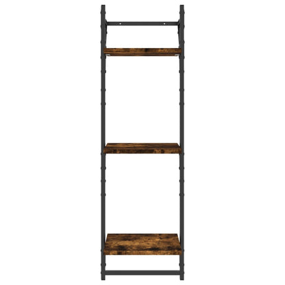 Set Mensole Parete con Aste 6pz Rovere Fumo Legno Multistrato