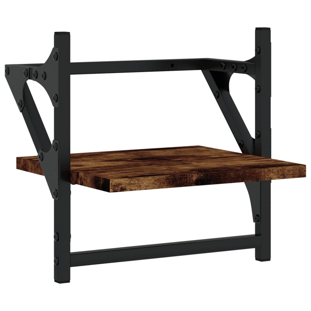 Set Mensole Parete con Aste 6pz Rovere Fumo Legno Multistrato