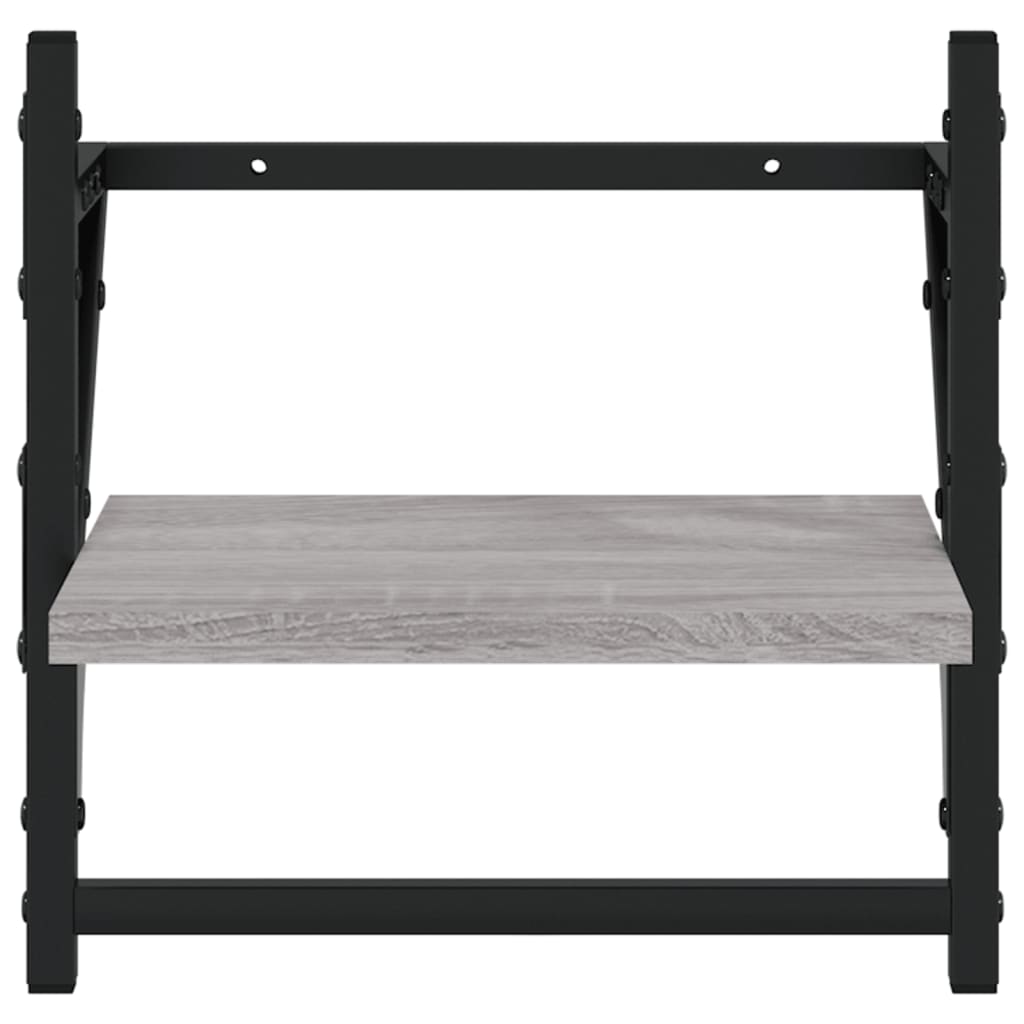 Set Mensole Parete con Aste 6pz Grigio Sonoma Legno Multistrato