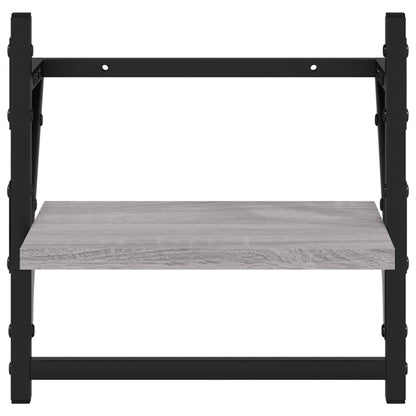 Set Mensole Parete con Aste 6pz Grigio Sonoma Legno Multistrato