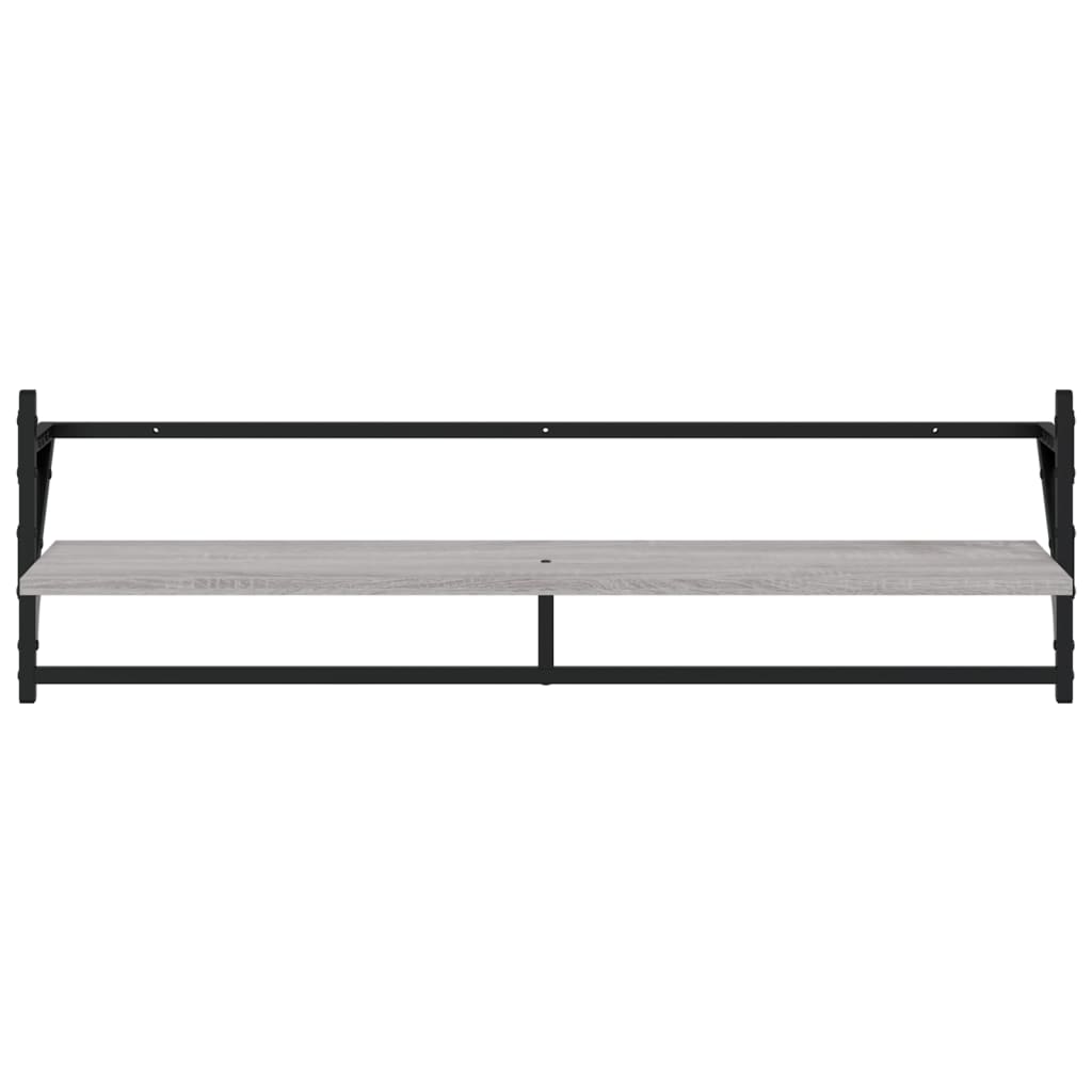 Set Mensole Parete con Aste 6pz Grigio Sonoma Legno Multistrato