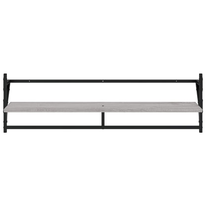 Set Mensole Parete con Aste 6pz Grigio Sonoma Legno Multistrato