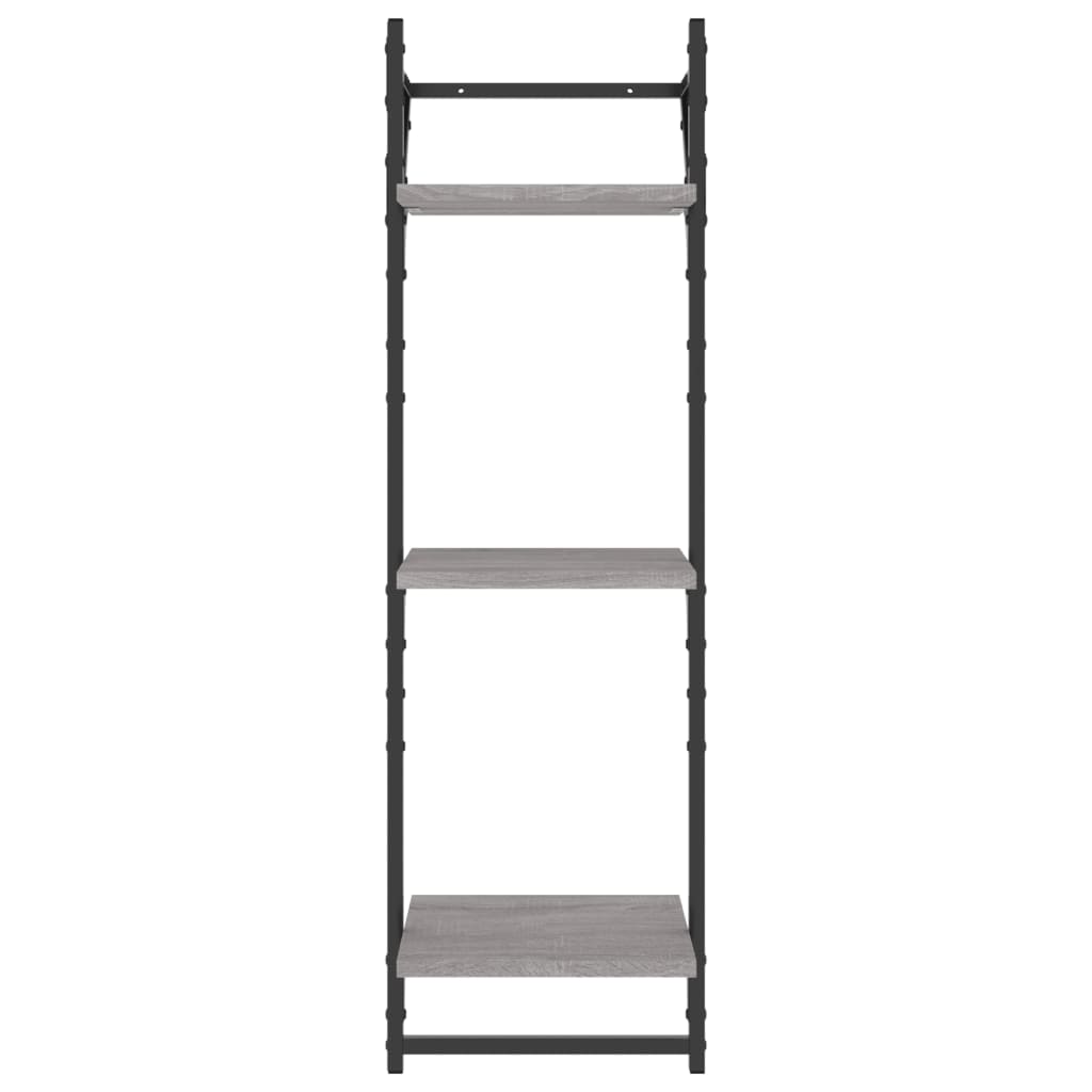 Set Mensole Parete con Aste 6pz Grigio Sonoma Legno Multistrato