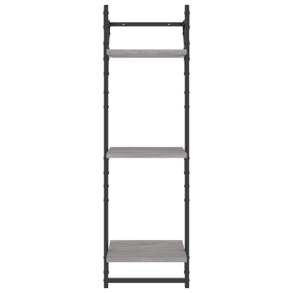 Set Mensole Parete con Aste 6pz Grigio Sonoma Legno Multistrato