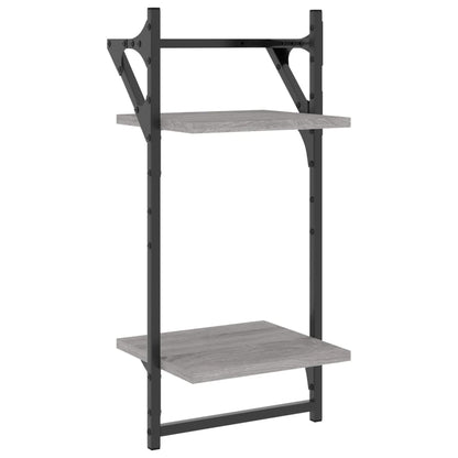 Set Mensole Parete con Aste 6pz Grigio Sonoma Legno Multistrato | homemem39