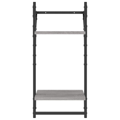 Set Mensole Parete con Aste 6pz Grigio Sonoma Legno Multistrato