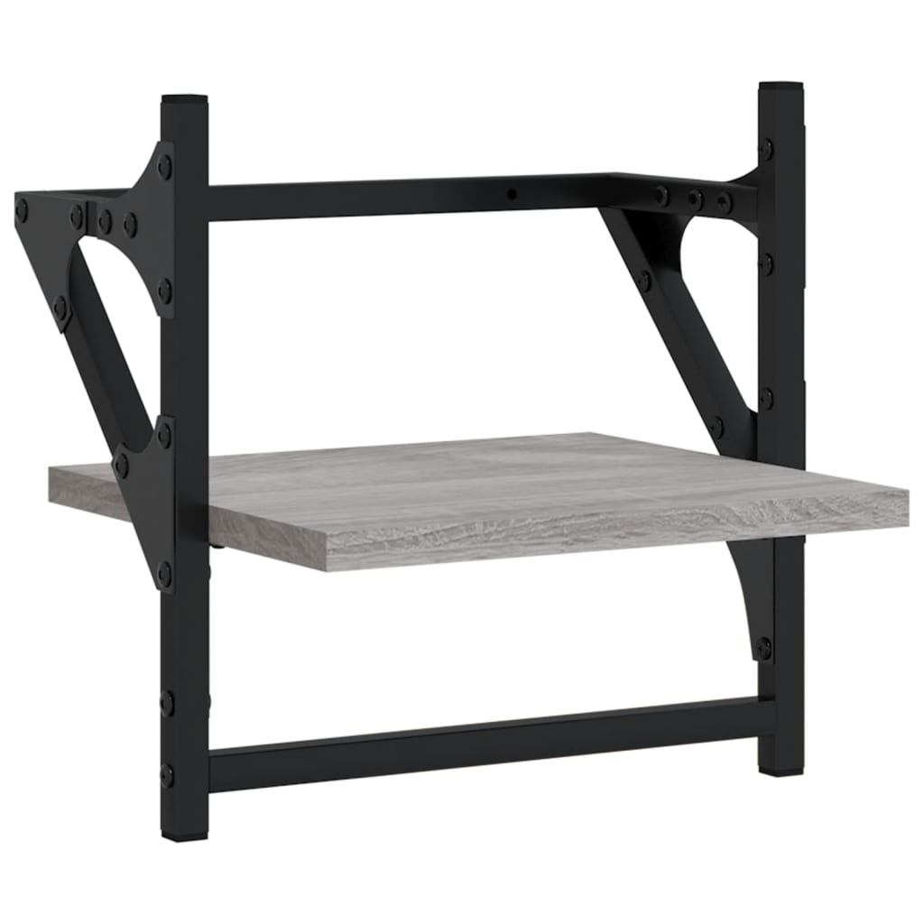 Set Mensole Parete con Aste 6pz Grigio Sonoma Legno Multistrato | homemem39