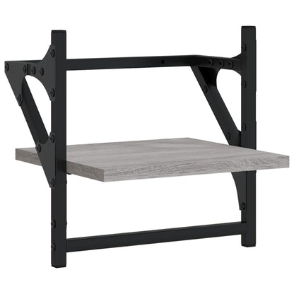Set Mensole Parete con Aste 6pz Grigio Sonoma Legno Multistrato | homemem39