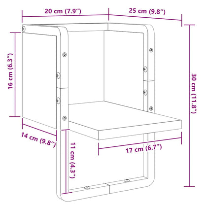Mensola da Parete con Asta Nera 20x25x30 cm | homemem39