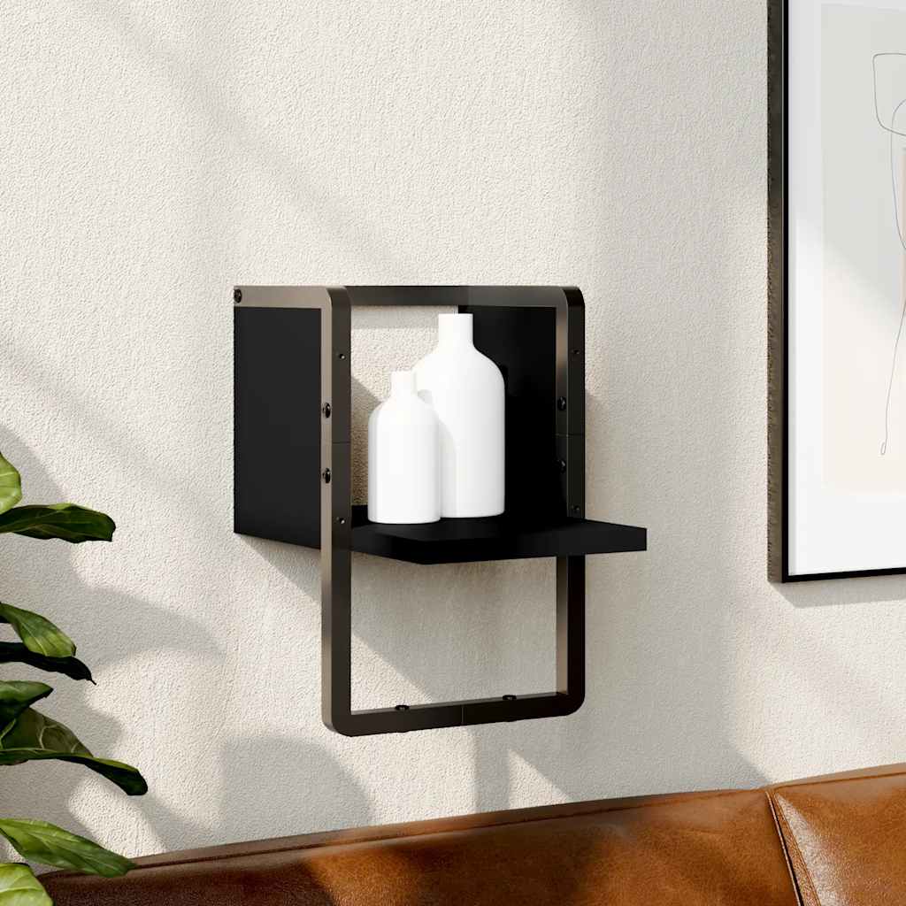 Mensola da Parete con Asta Nera 20x25x30 cm | homemem39