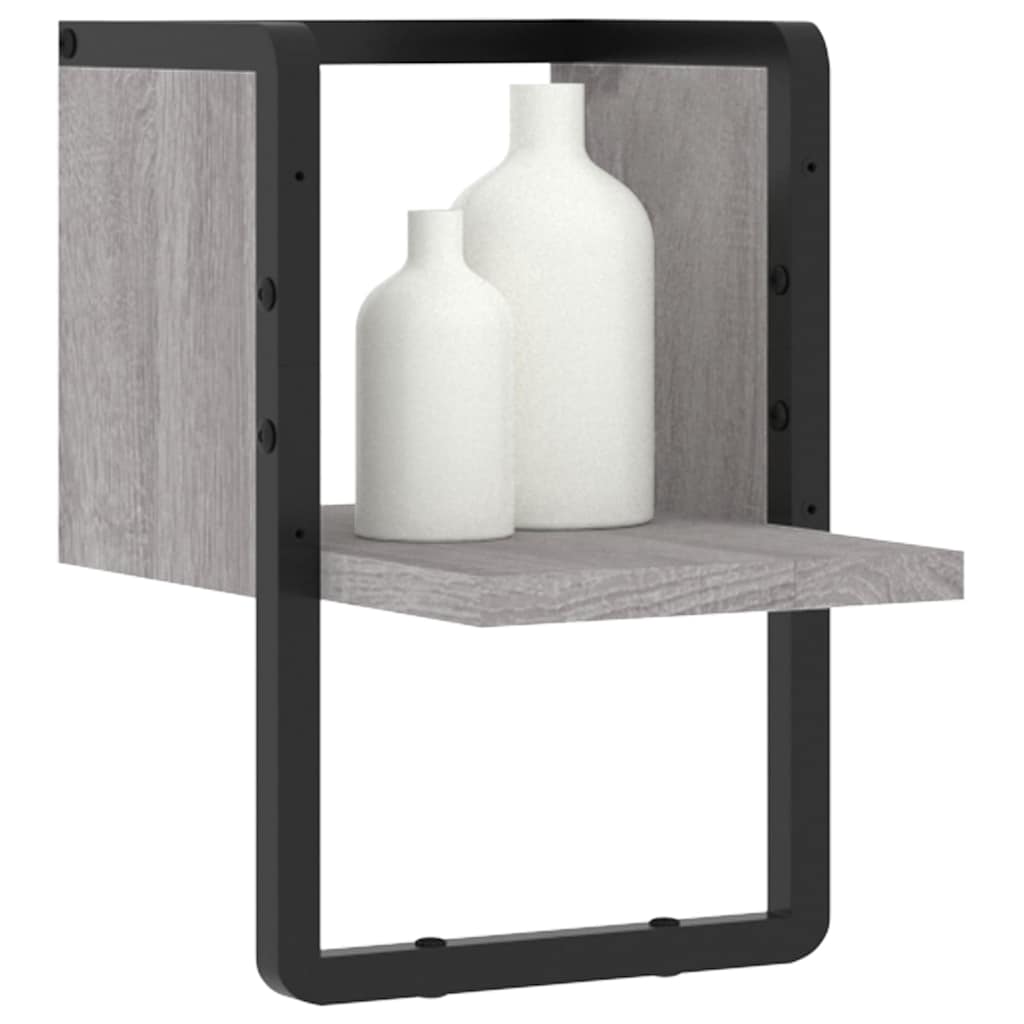 Mensola a Parete con Asta Grigio Sonoma 20x25x30 cm | homemem39