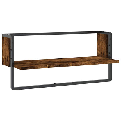 Mensola a Parete con Asta Rovere Fumo 65x25x30 cm | homemem39