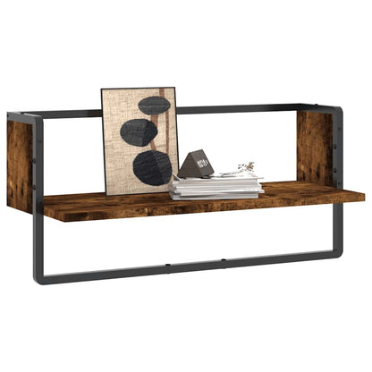 Mensola a Parete con Asta Rovere Fumo 65x25x30 cm | homemem39