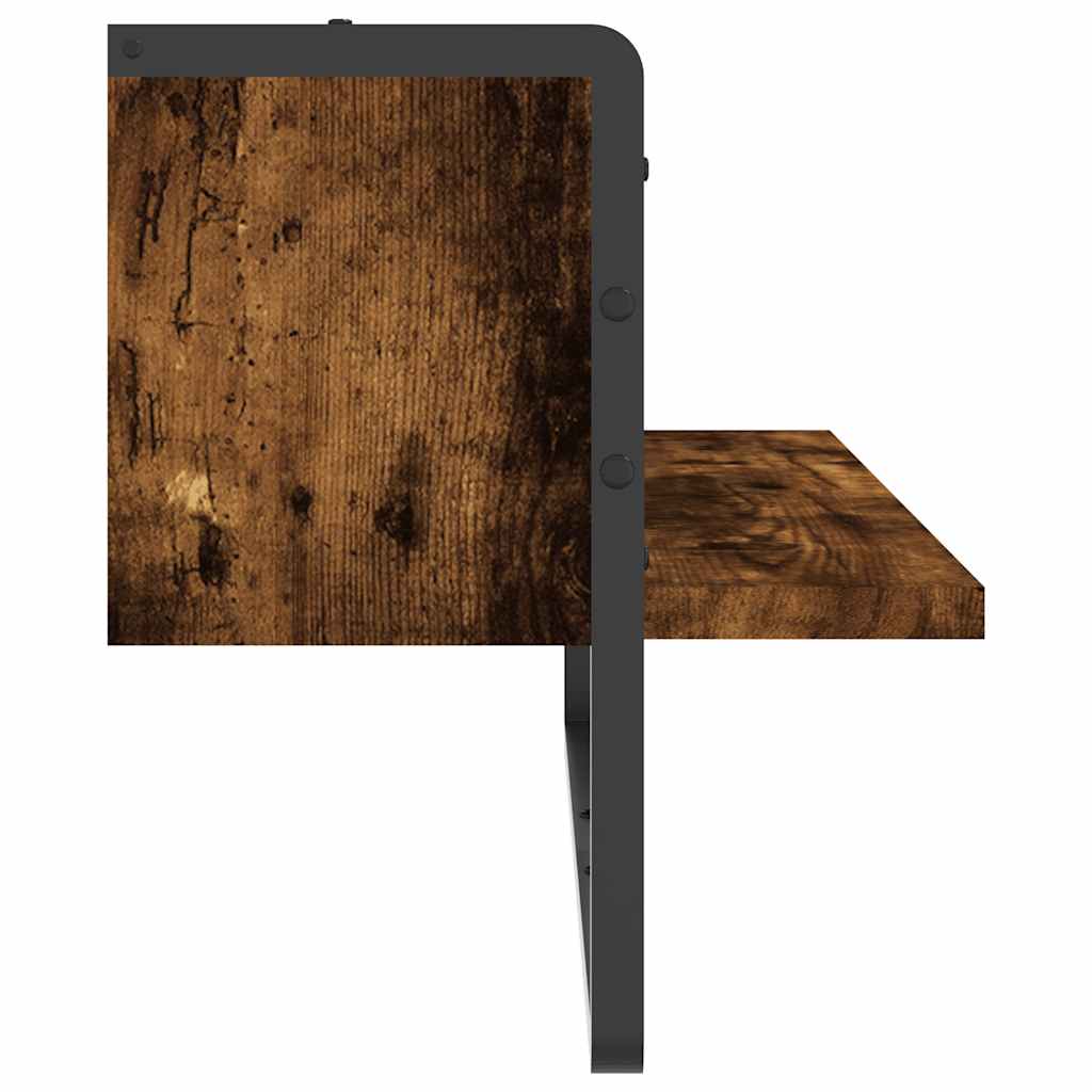 Mensola a Parete con Asta Rovere Fumo 65x25x30 cm | homemem39