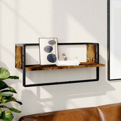 Mensola a Parete con Asta Rovere Fumo 65x25x30 cm | homemem39