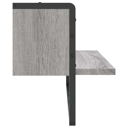 Mensola a Parete con Asta Grigio Sonoma 65x25x30 cm | homemem39