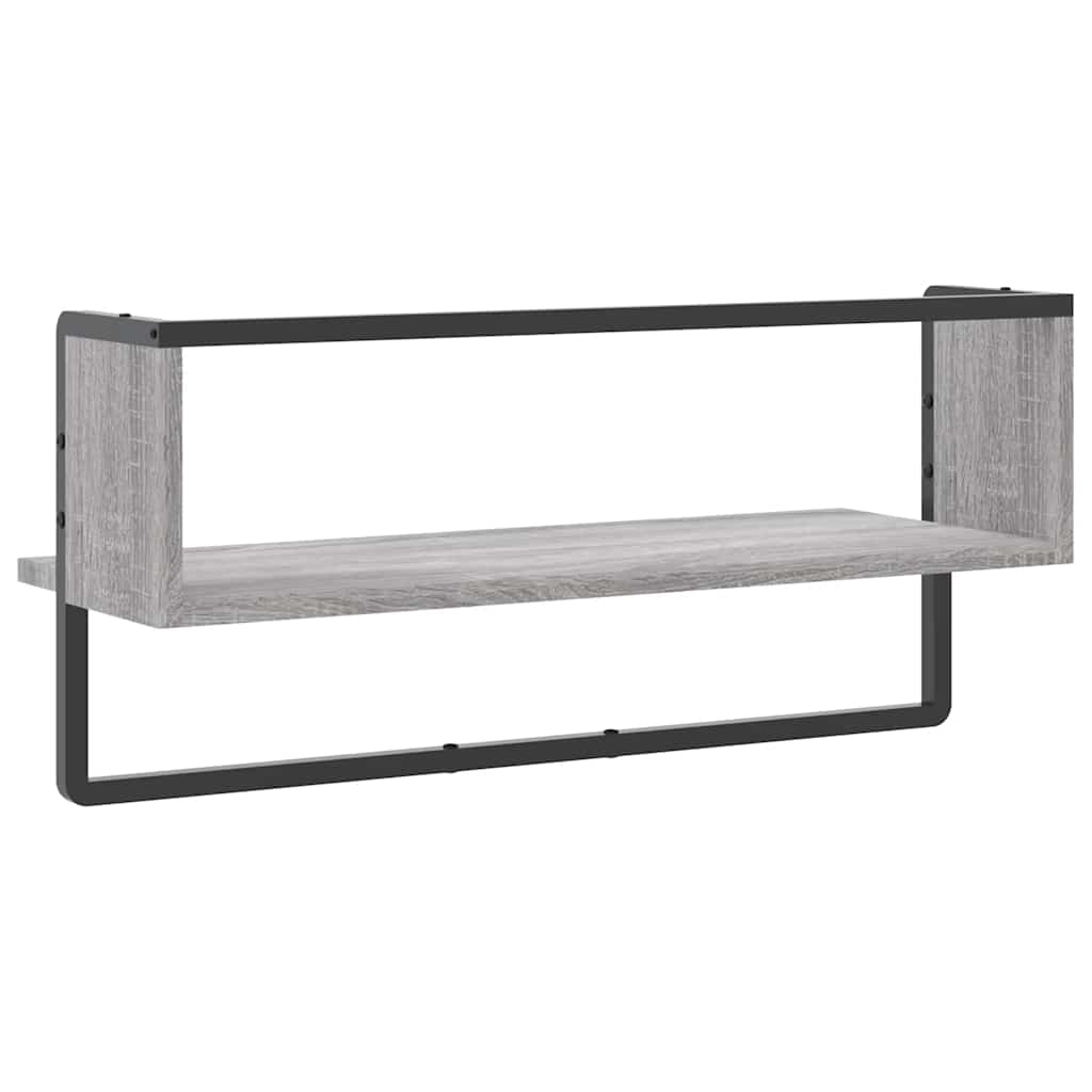Mensola a Parete con Asta Grigio Sonoma 65x25x30 cm | homemem39