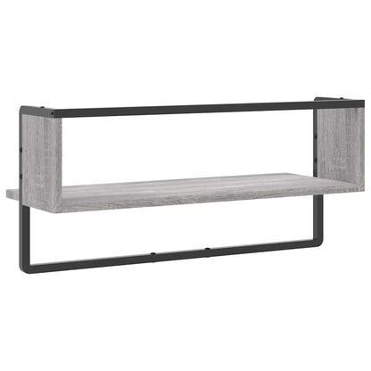 Mensola a Parete con Asta Grigio Sonoma 65x25x30 cm | homemem39