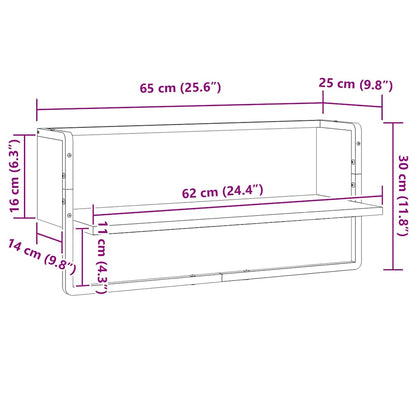 Mensola a Parete con Asta Grigio Sonoma 65x25x30 cm | homemem39