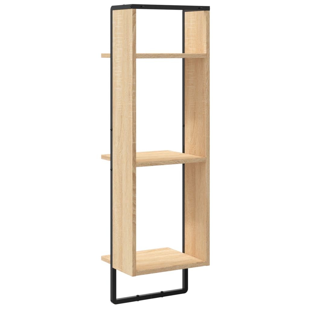 Scaffale Parete 3 Ripiani Rovere Sonoma 30x25x100cm Multistrato | homemem39