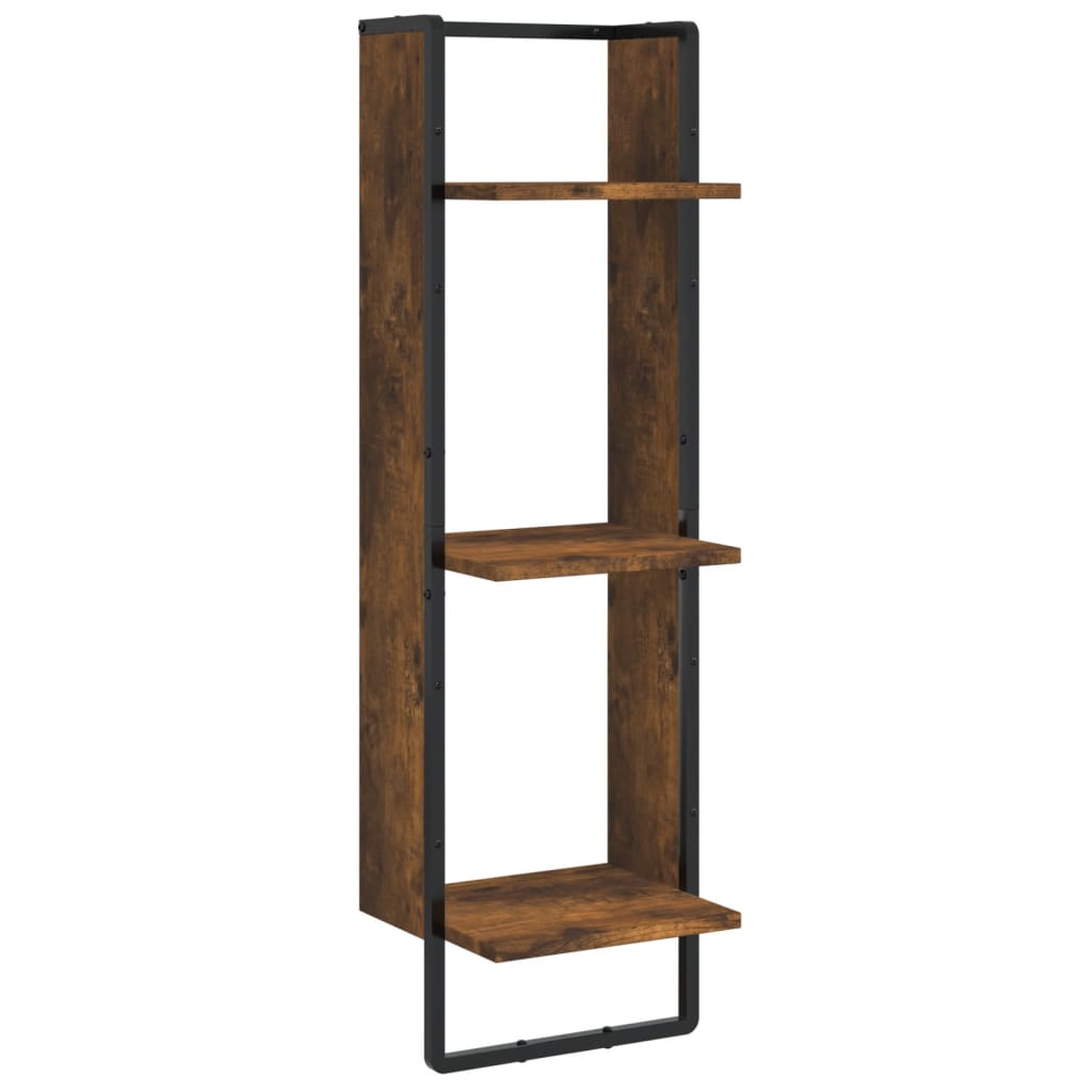 Scaffale a Parete 3 Ripiani Rovere Fumo 30x25x100cm Multistrato | homemem39