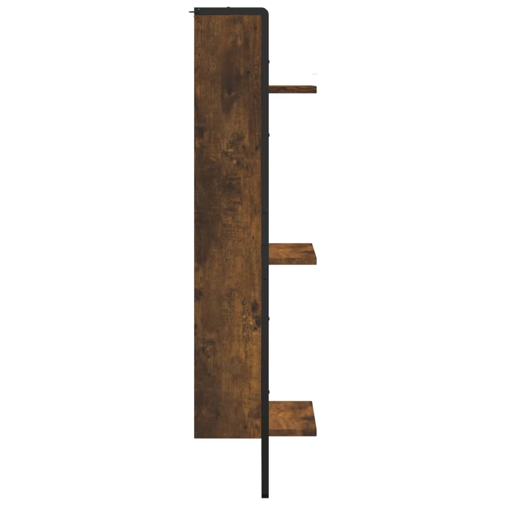 Scaffale a Parete 3 Ripiani Rovere Fumo 30x25x100cm Multistrato | homemem39