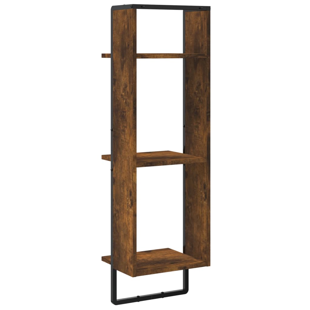 Scaffale a Parete 3 Ripiani Rovere Fumo 30x25x100cm Multistrato | homemem39