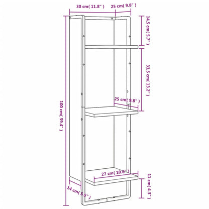 Scaffale Parete 3 Ripiani Grigio Sonoma 30x25x100cm Multistrato | homemem39