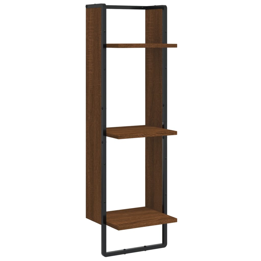 Scaffale Parete 3Ripiani Rovere Marrone 30x25x100cm Multistrato | homemem39