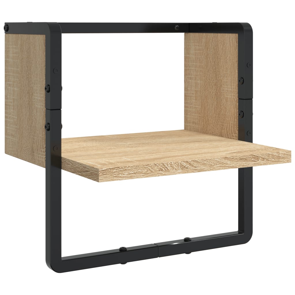 Set Mensole Parete con Aste 4pz Rovere Sonoma Legno Multistrato