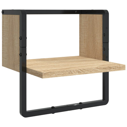 Set Mensole Parete con Aste 4pz Rovere Sonoma Legno Multistrato
