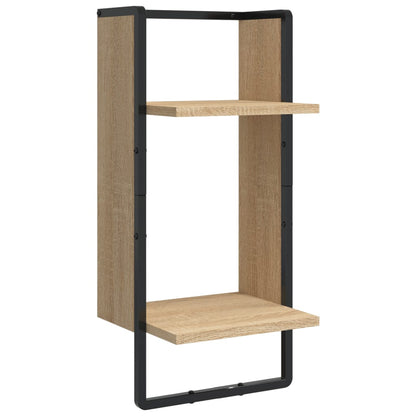 Set Mensole Parete con Aste 4pz Rovere Sonoma Legno Multistrato