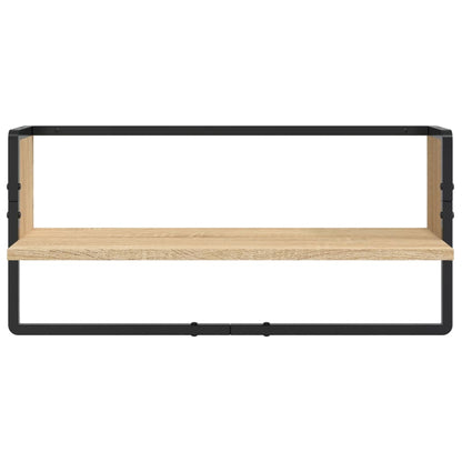 Set Mensole Parete con Aste 4pz Rovere Sonoma Legno Multistrato