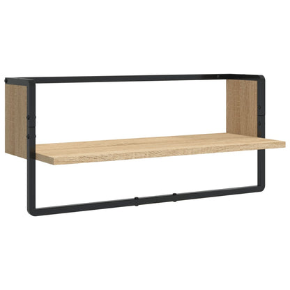 Set Mensole Parete con Aste 4pz Rovere Sonoma Legno Multistrato