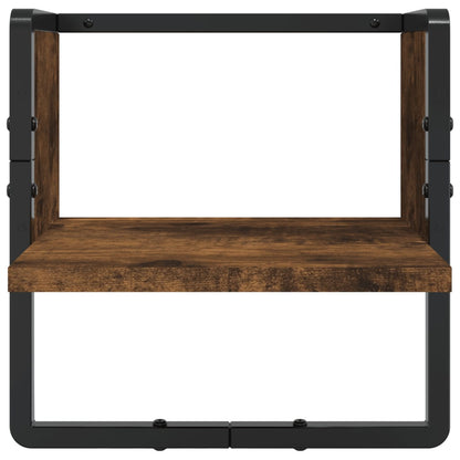 Set Mensole Parete con Aste 4pz Rovere Fumo Legno Multistrato | homemem39