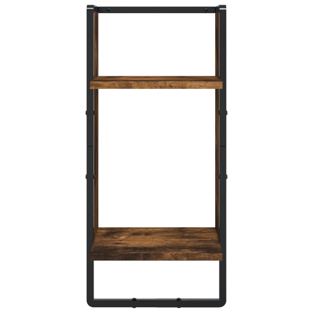 Set Mensole Parete con Aste 4pz Rovere Fumo Legno Multistrato