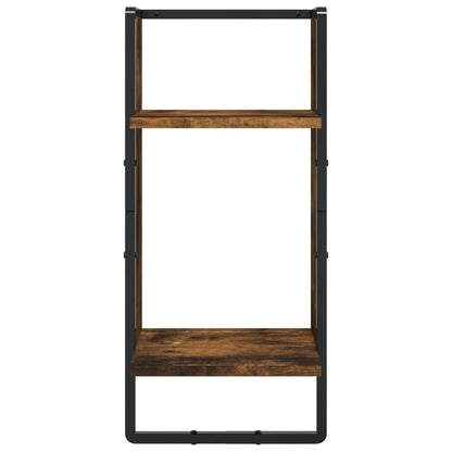 Set Mensole Parete con Aste 4pz Rovere Fumo Legno Multistrato