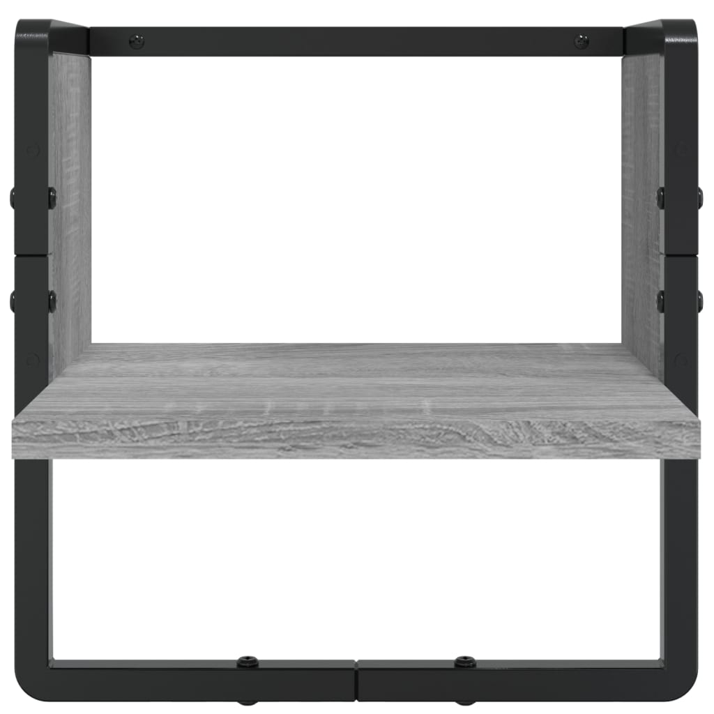 Set Mensole Parete con Aste 4pz Grigio Sonoma Legno Multistrato | homemem39