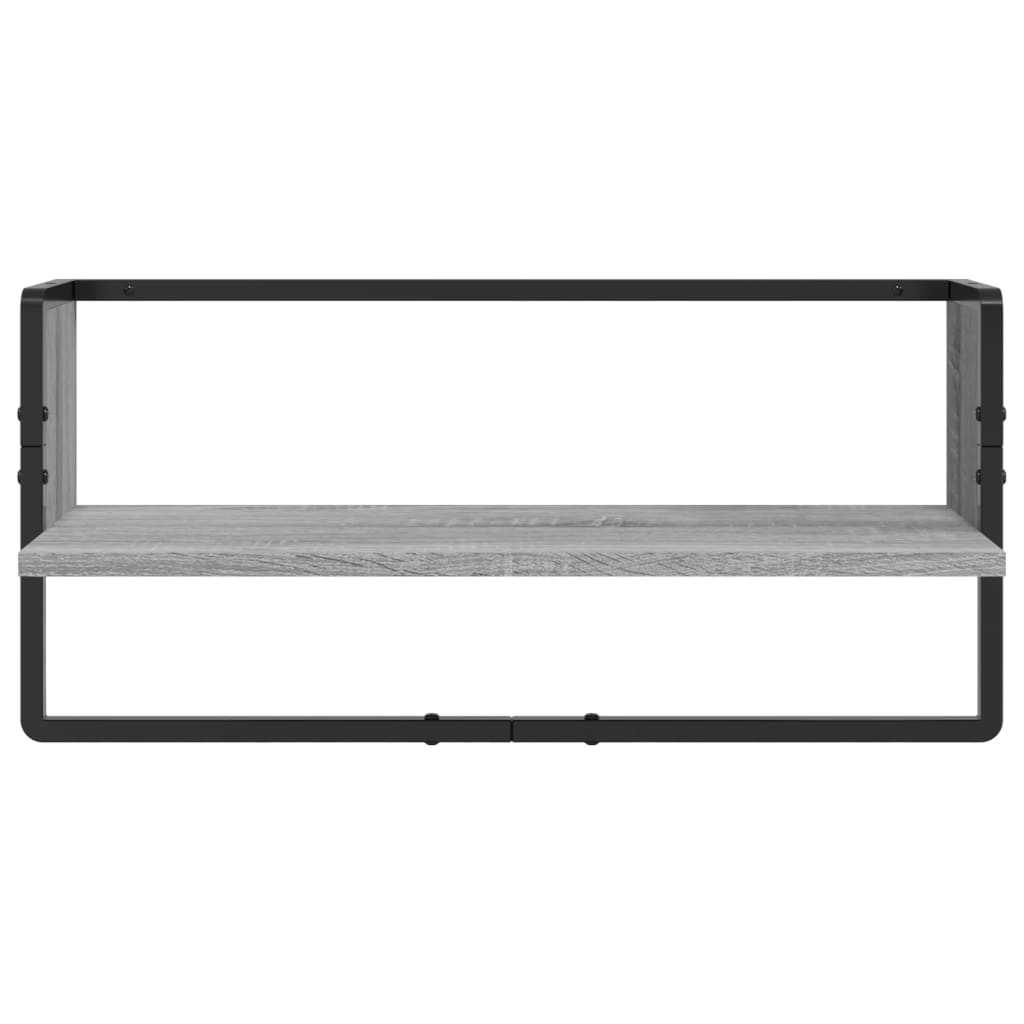 Set Mensole Parete con Aste 4pz Grigio Sonoma Legno Multistrato | homemem39