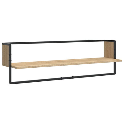 Set Mensole Parete con Aste 6pz Rovere Sonoma Legno Multistrato