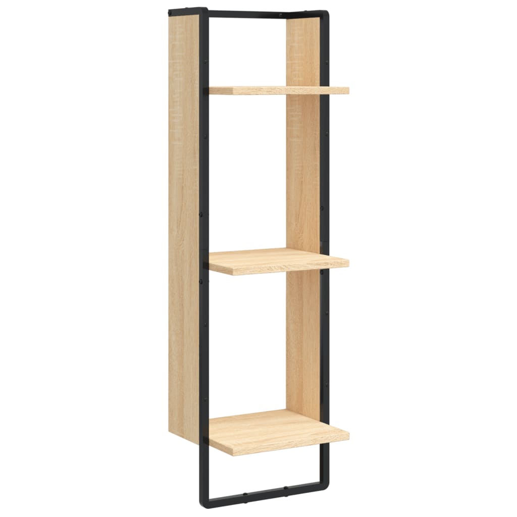 Set Mensole Parete con Aste 6pz Rovere Sonoma Legno Multistrato