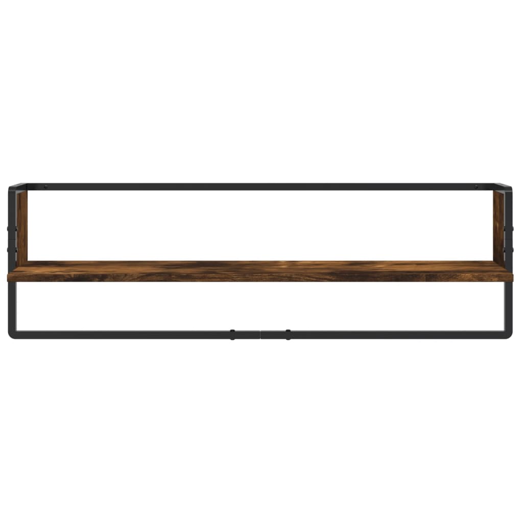 Set Mensole Parete con Aste 6pz Rovere Fumo Legno Multistrato | homemem39