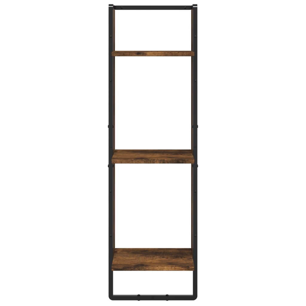 Set Mensole Parete con Aste 6pz Rovere Fumo Legno Multistrato | homemem39