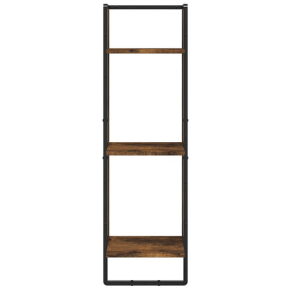 Set Mensole Parete con Aste 6pz Rovere Fumo Legno Multistrato | homemem39