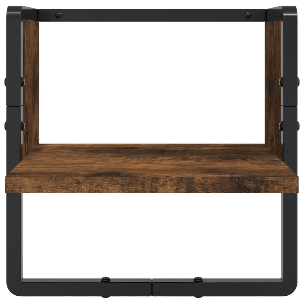 Set Mensole Parete con Aste 6pz Rovere Fumo Legno Multistrato | homemem39