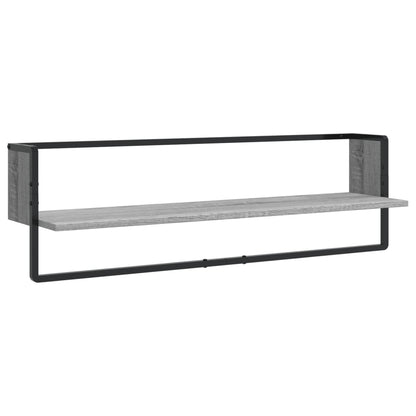 Set Mensole Parete con Aste 6pz Grigio Sonoma Legno Multistrato | homemem39