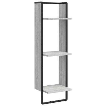 Set Mensole Parete con Aste 6pz Grigio Sonoma Legno Multistrato | homemem39